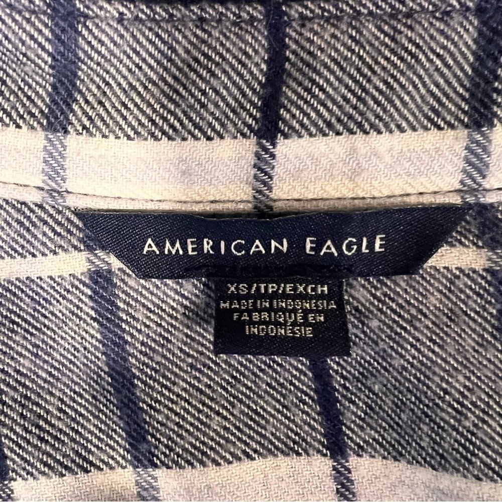 Women's American Eagle Plaid Shirt Dress, Navy Blue & Cream, XSโโโโ - Picture 4 of 6